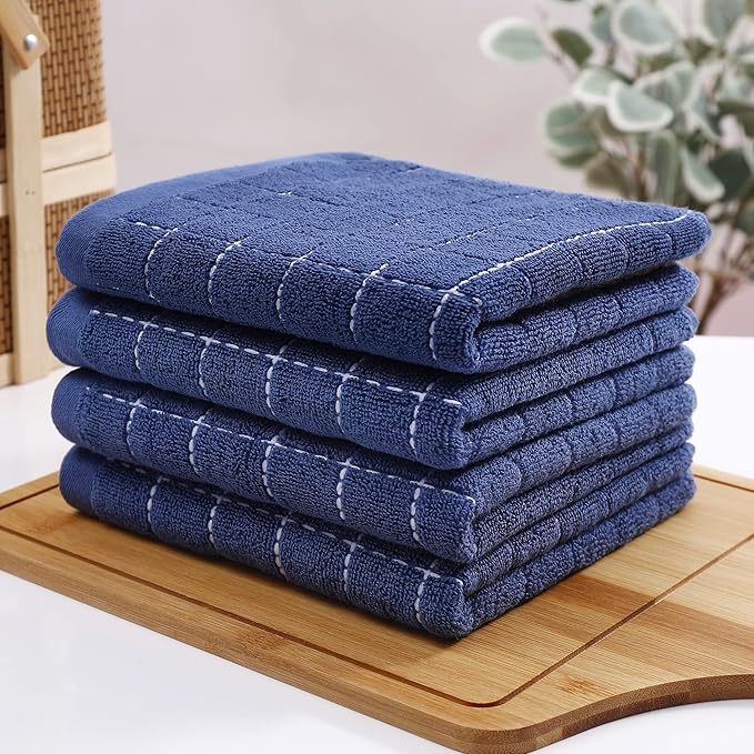 Homaxy 100% Cotton Terry Kitchen Towels, Checkered Designed, Soft and Super - Image 7