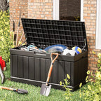 Greesum 82 Gallon Resin Deck Box All Weather Large Outdoor Storage for Patio Furniture, Toys, Garden Tools, Lockable, Black - Image 2