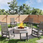 GarveeLife Poly Lumber Rocking Chair Outdoor Set of 4 with 2 Side Table - HDPE High Back Porch Rocker Chairs for Adults - All Weather Resistant Furniture for Patio - Gray by GarveeLife