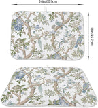 Blue Green Floral Bird Dish Drying Mats 18x24 Inch Blue Green Vintage Flowers - Image 2