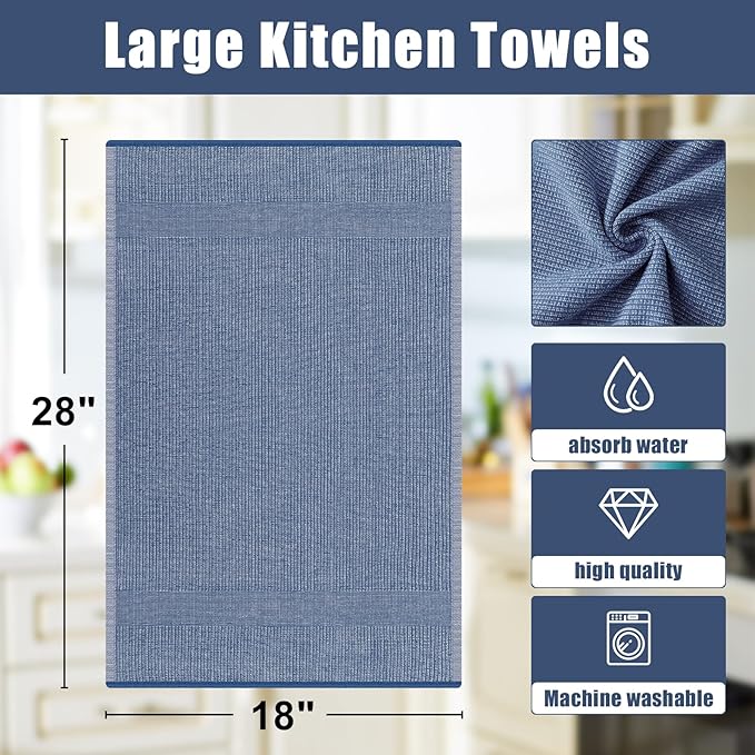 Homaxy Premium Kitchen Towels, Large Cotton Kitchen Hand Towels, Flat and Terry - Image 9