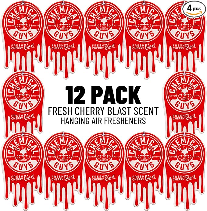 Chemical Guys Hanging Air Freshener, Fresh Cherry Scent 12 Pack, Dorm Room & by ChemicalGuys