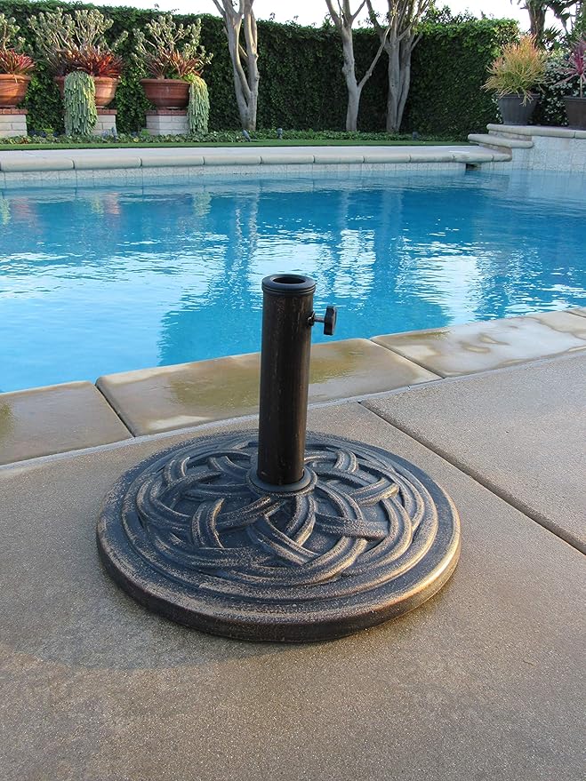 UBP18181-BR 18-Inch Cast Stone Umbrella Base, Made from Rust Free Composite Materials, Bronze Powder Coated Finish - Image 2