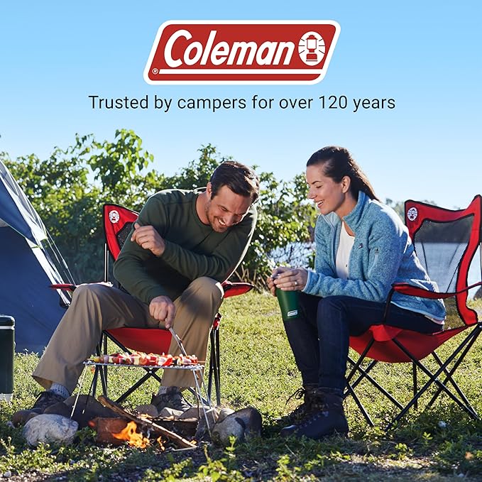 Coleman Broadband Mesh Quad Camping Chair with Carry Bag & Cup Holder, Cooling Mesh Back with Adjustable Arms, Great for Camping, Tailgating, Firepits, Patio, & More - Image 8
