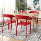 VECELO 4 Pack Plastic Stacking Chairs, Stackable Dining Chairs for Kitchen Restaurant Patio, Portable Indoor Outdoor Use, No Assembly Required, Red - Image 2