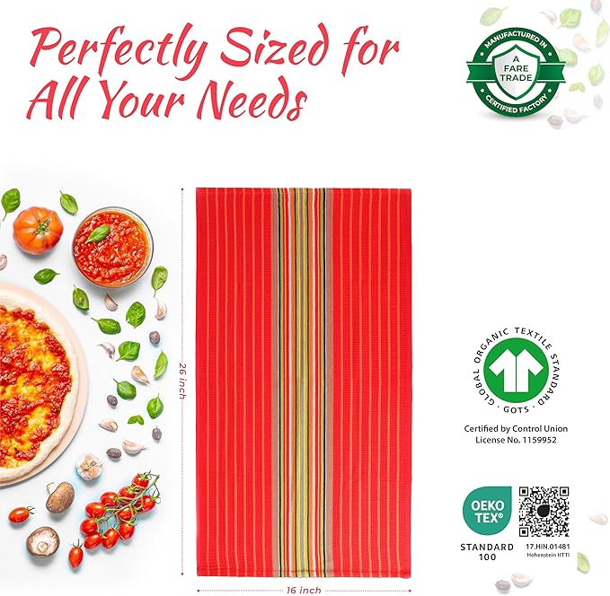 THREAD SPREAD Kitchen Dish Towels, 100% Cotton Salsa Towels, Highly Absorbent - Image 3
