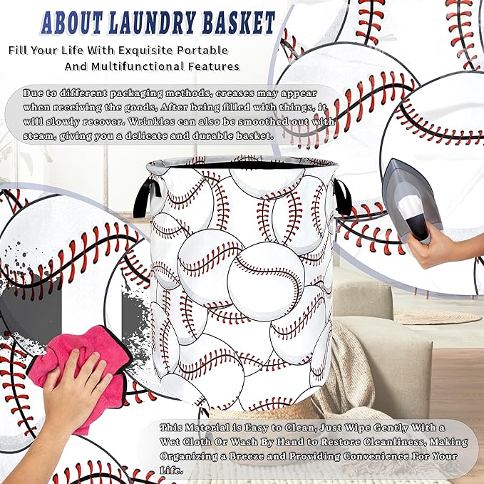 Personalize Baseball Laundry Basket Oxford Cloth Foldable Funny Laundry Hamper - Image 8