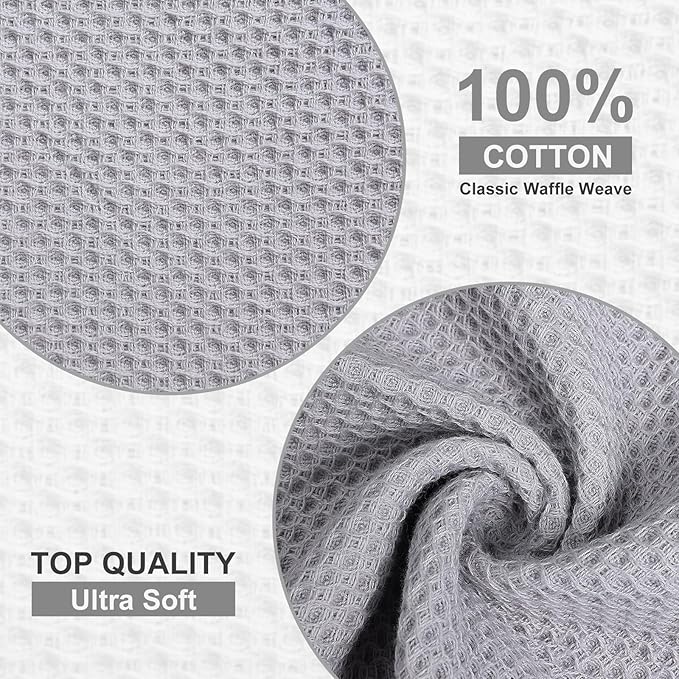 Homaxy 100% Cotton Waffle Weave Kitchen Towels, 13 x 28 Inches Super Absorbent - Image 2