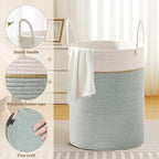 Tall Laundry Basket with Handles, 100L Portable Dirty Clothes Hamper, Boho - Image 3