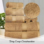 Superior Egyptian Cotton Solid Towel Set, Washcloths 13” x 13”, Hand Towels 20” - Image 3