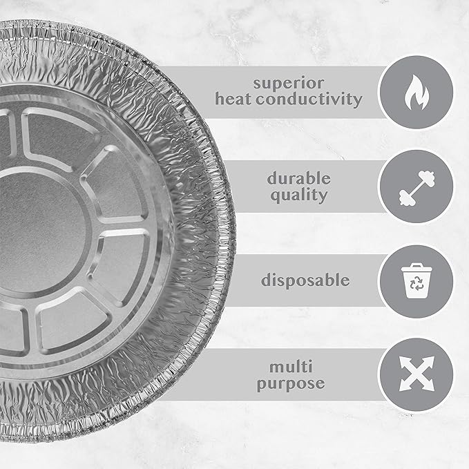 Plasticpro 7'' Inch Round Tin Foil Pans Disposable Aluminum, Freezer & Oven Safe - Image 6