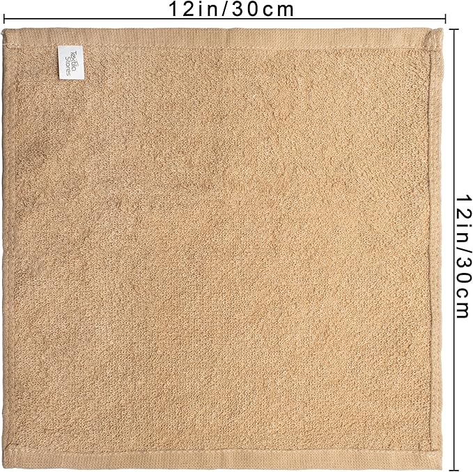 Basic Wash Cloths 12x12 Inches – Pack of 12 – Beige Color – Soft and Absorbent - Image 2