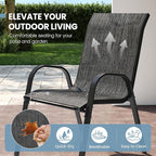 Patio Dining Chairs Set of 4, Stackable Dining Chairs High Back, Breathable Seat Fabric and Alloy Steel Frame Fit Backyard, Porch, Lawn，Poolside (Dark Grey) - Image 4