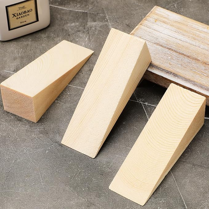 6 Pcs Wooden Door Stopper Wedge Non Slip Firefighter Wood Door Stopper Wedge - Image 3