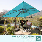 10 X 13 FT Cantilever Outdoor Patio Umbrella with Base Included Large Heavy Duty 360° Rotation Double Top Offset Rectangular Umbrellas with Led Lights for Backyard Outside Deck, Turquoise - Image 9