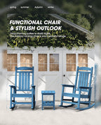 KINGYES HDPE Patio Rocking Chair Set of 4, Outdoor Rocking Chairs Porch Rocker for Adults, Navy - Image 6