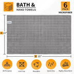 HOMERHYME Microfiber Hand Bath Towels, 6 Pack 25''*15'' Grey Bathroom Hand - Image 2
