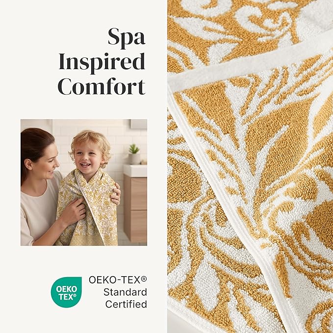Modern Threads Trefoil Filigree 6-Piece 100% Cotton Towel Set – Reversible Yarn - Image 4