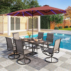 PHI VILLA 13ft Patio Umbrella with Solar-Powered 120 PCS LED Color-Changing Lights, Triple-Head Large Rectangle Umbrella Outdoor Patio for Table with Crank Lift,Dark Red(No Base) - Image 7