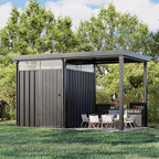 Patiowell 2-in-1 Outdoor Storage Shed, 7' x7' Galvanized Steel Metal Shed with 7' x 7' Porch Pergola Gazebo Outdoor Studio Open-Sided Firewood Shed for Backyard Patio Garden Lawn - Image 2