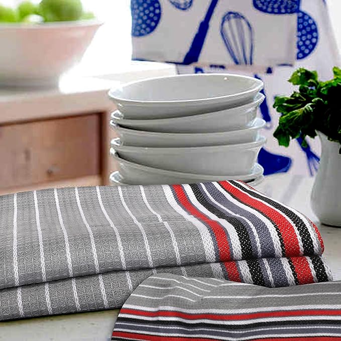 Urban Villa Kitchen Towels Waffle Stripes Dish Towels - Image 6