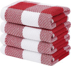Homaxy 100% Cotton Waffle Weave Check Plaid Kitchen Towels, 13 x 28 Inches by Homaxy