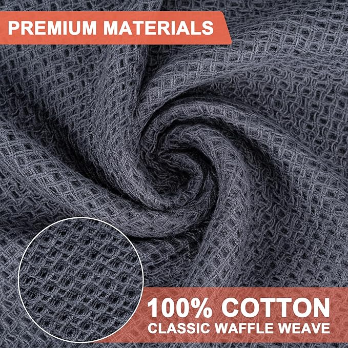 BOOMIBOO 8-Pack Kitchen Dish Cloths, 100% Cotton Waffle Weave, Ultra Soft - Image 3