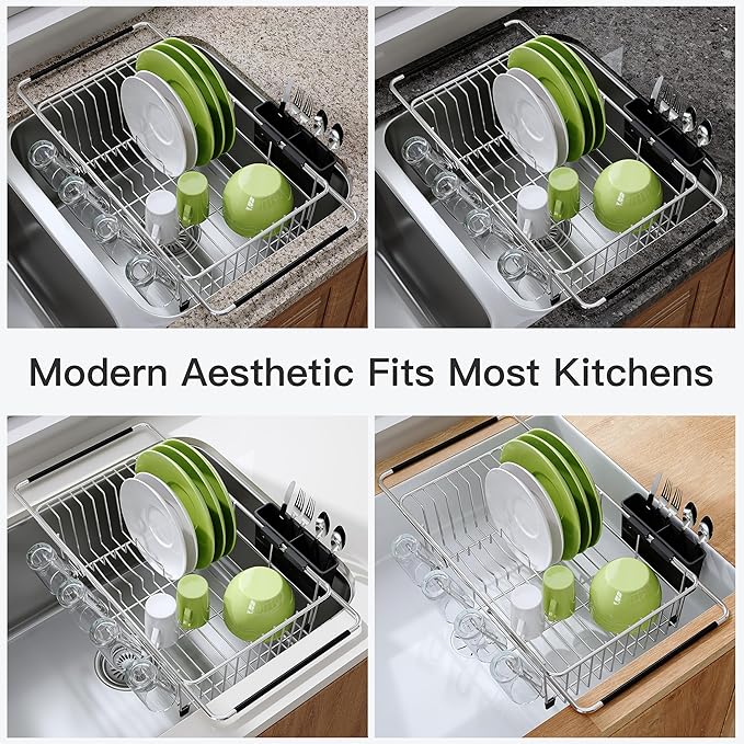 JASIWAY Dish Drying Rack in Sink, Expandable Stainless Steel Dish Drainers - Image 8