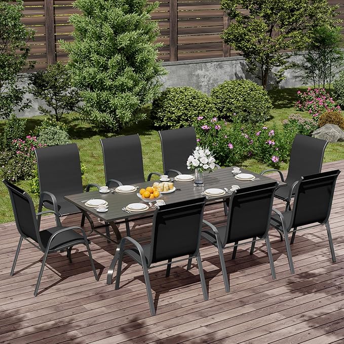UDPATIO Patio Chairs Set of 8, Stackable Outdoor Dining Chairs with High Back, Breathable Textilene Fabric Outdoor Chair All Weather, 350LBS Capacity for Garden, Backyard (Black) - Image 2