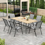 Patio Chairs Set of 8, Stackable Outdoor Dining Chairs for All Weather Textilene Fabric & Metal Frame, Outdoor Chairs Set for Backyard Deck Garden (Grey, Set of 8) - Image 7