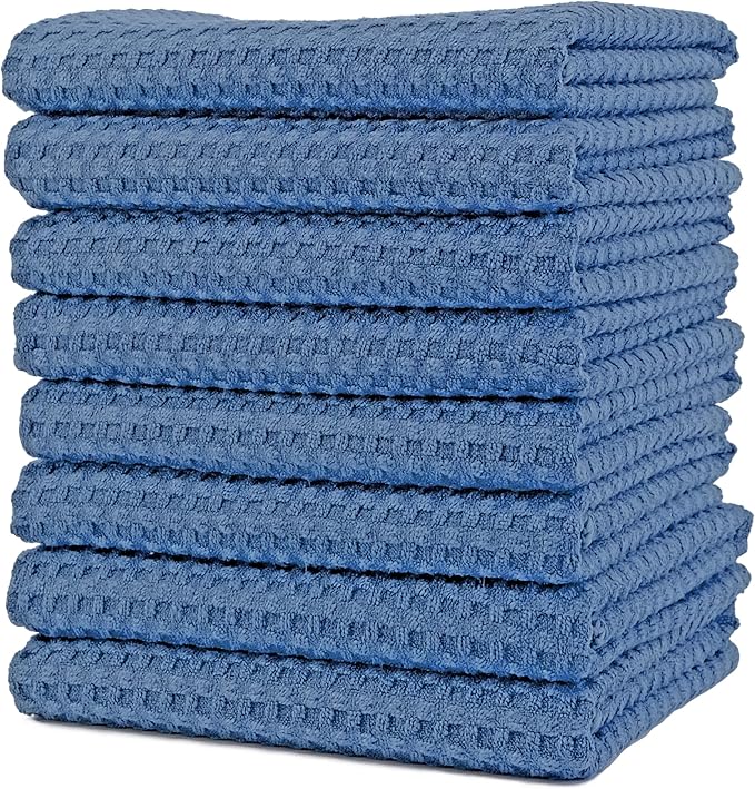 POLYTE Ultra Premium Microfiber Kitchen Dish Hand Towel Waffle Weave, 8 Pack by Polyte