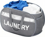 Foldable Laundry Basket with Lid, Oxford Cloth Reinforced Steel Ring by Unknown