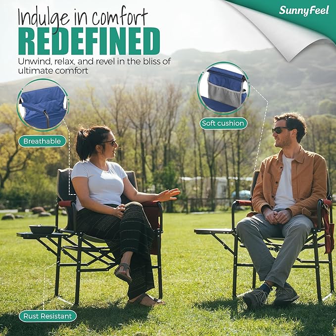 SUNNYFEEL Camping Directors Chair, Heavy Duty,Oversized Portable Folding Chair with Side Table, Pocket for Beach, Fishing,Trip,Picnic,Lawn,Concert Outdoor Foldable Camp Chairs - Image 5