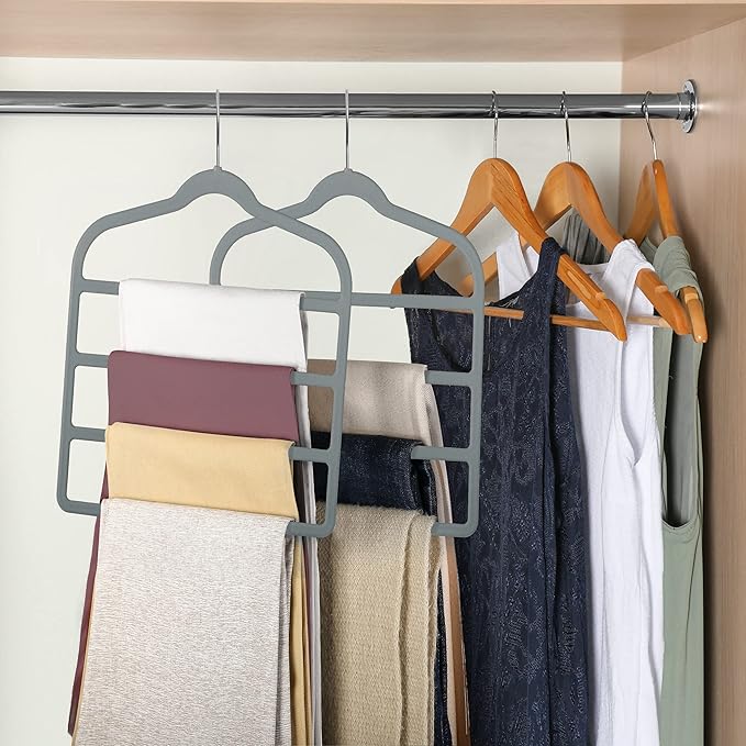 Velvet Pants Clothes Hanger Space Saving Non Slip Pants Shorts Hanger, - Image 4
