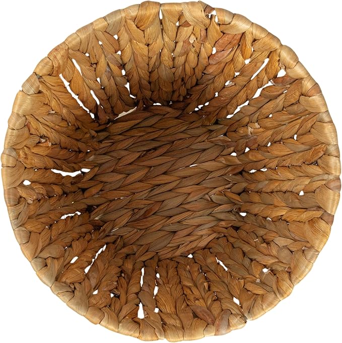 Household Essentials Handwoven Round Water Hyacinth Waste Basket - Image 7