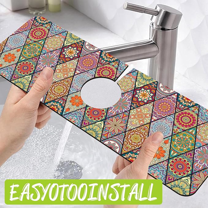 Sink Faucet Absorbing Mat Bohemian Textile Rug Texture Sink Splash Guard Drying - Image 4