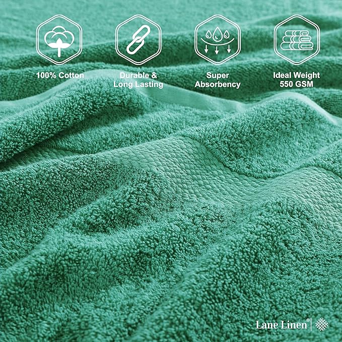 LANE LINEN 100% Cotton Oversized Bath Towels Set of 4 - Image 6