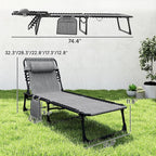Outsunny Chaise Lounge Chair Outdoor, 5-Position Adjustable Sun Tanning Chair with Carrying Handle and Side Pocket, Folding Bed Cot with Removable Pillow for Garden, Beach, Patio, Pool, Camp, Gray - Image 7