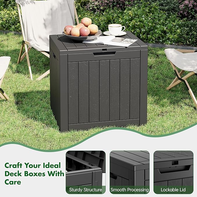 Outdoor Storage Box, Resin Deck Boxes Indoor and outdoor, Waterproof Storage Box Lockable Lid (Black,35 Gallon-2Pack) - Image 3