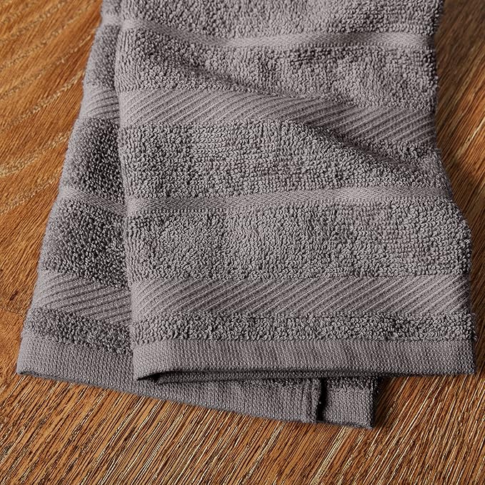 KitchenAid Albany Kitchen Towel 8-Pack Set, Charcoal Grey/White - Image 4