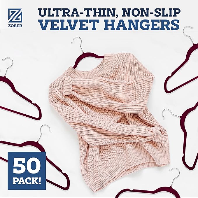 Zober Premium Quality Space Saving Luxurious Velvet Hangers Strong and Durable - Image 2