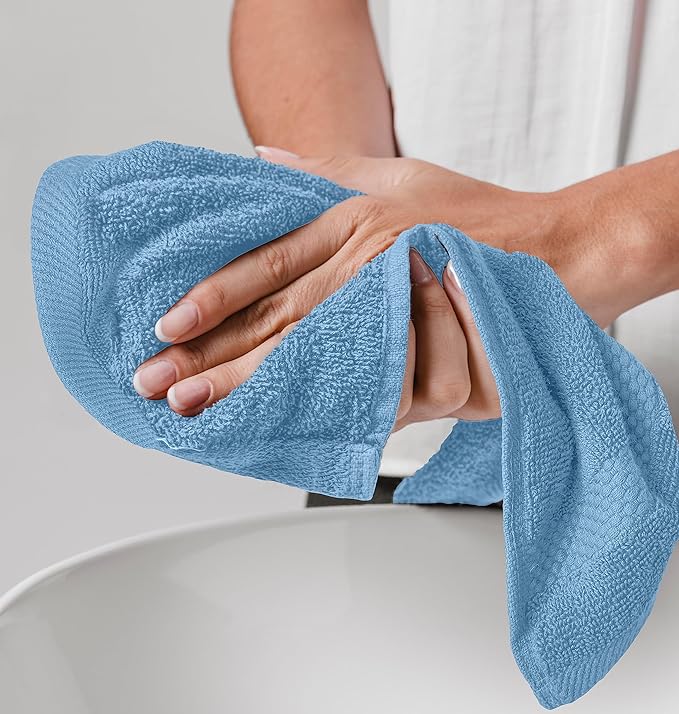 White Classic Luxury Cotton Washcloths 13x13 Inch - Image 8