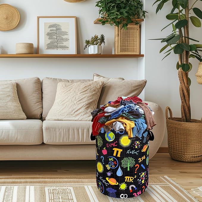 Funny Laundry Basket Oxford Cloth Foldable Geometry Pattern Laundry Hamper - Image 2