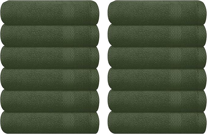 GLAMBURG Ultra Soft 12-Piece Washcloths Set 13x13-100% Ringspun Cotton by GLAMBURG