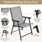 Yaheetech Patio Dining Chairs Set of 2 with Armrests, Outdoor Folding Chairs with Metal Frame and Backrest for Lawn, Garden, Yard and Poolside, Gray - Image 7