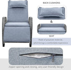 Outdoor Recliners Chair Set of 2 for Patio with Wicker Coffee Table, Comfort Cushion, Adjustable Angle Weatherproof Reclining Chairs for Courtyard, Swimming Pool, Balcony (Grey) - Image 4