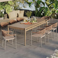 8 Pcs Stackable Patio Dining Chairs, Aluminum Rattan Outdoor Dining Chair with Arms, Woven Rope Garden Armchair Metal No Assembly for Bistro Balcony Porch Deck Yard Cafe Restaurant, Light Brown by Erotr