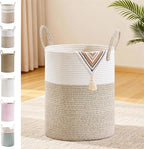 Tall Laundry Basket with Handles, 53L Portable Dirty Clothes Hamper, Boho by SunNewt