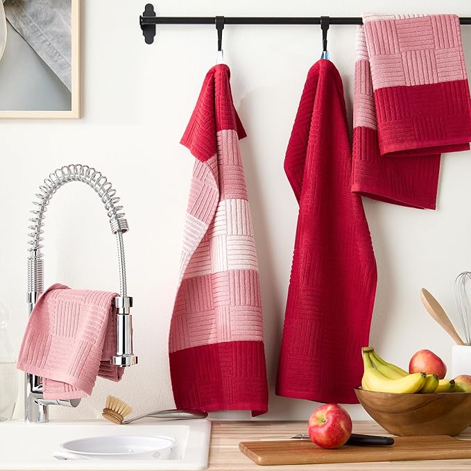 Town & Country Basics Basketweave Antimicrobial Terrycloth Kitchen Towel 4-Pack - Image 2