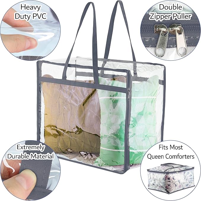 Clear Vinyl Zippered Storage Bags 40L Sturdy Storage Bags - Image 2